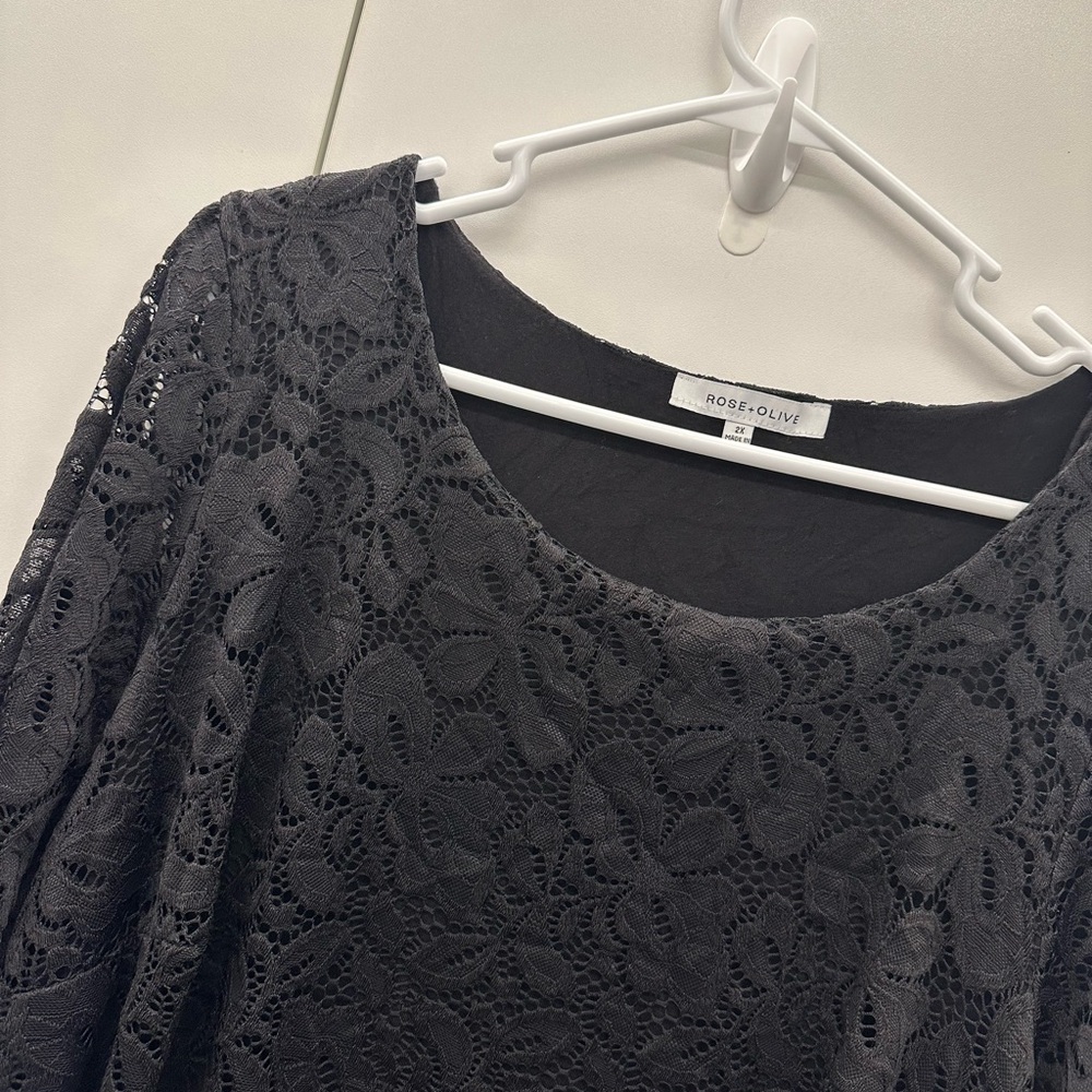 Rose & Olive Black Lace Blouse